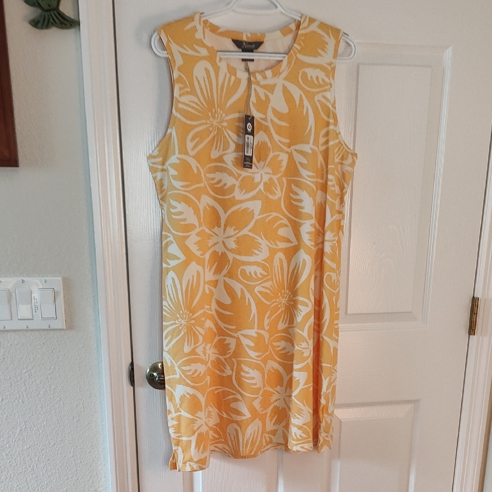 Natural Reflections Yellow and White Floral Midi Dress
